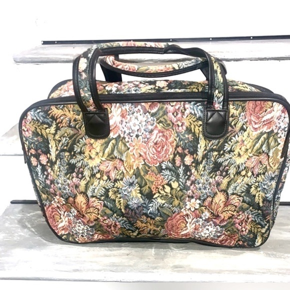 Verdi Vintage 90s Floral Tapestry Luggage matching set of 4 suit case vacation - Picture 9 of 15
